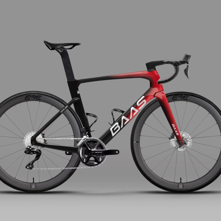 BAAS Essential Serie - Novel Aero 105 Di2 - Bright Red to Glossy Naked Carbon
